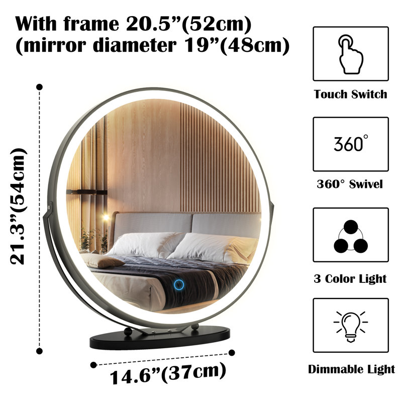 Everly Quinn Erkki Round LED Metal Dresser Mirror & Reviews Wayfair